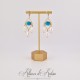 Boucles d'oreilles  Strass et Perles Gouttes - Bleu