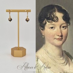 Boucles d'oreilles Agate Noire - Doré