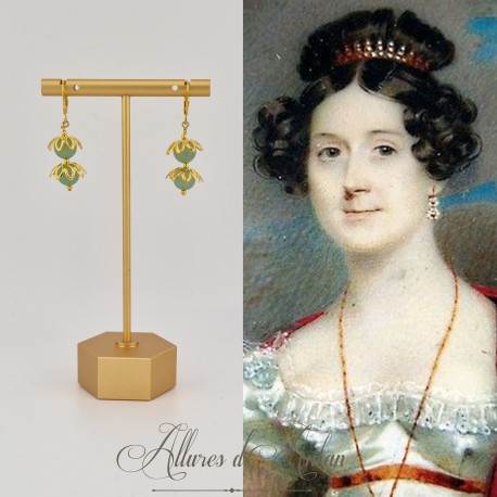 Boucles d'oreilles Aventurine - Doré