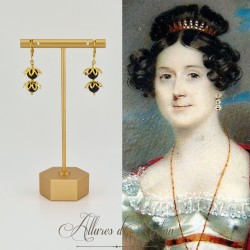 Boucles d'oreilles Agate Noire - Doré