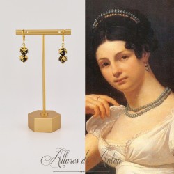 Boucles d'oreilles Agate Noire - Doré