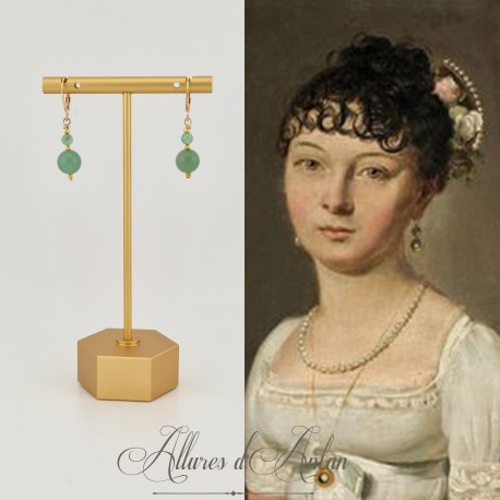 Boucles d'oreilles Aventurine - Doré