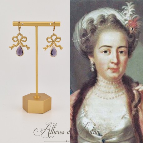 Boucles d'oreilles XVIIIe Noeud - strass VIOLET