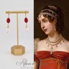 Boucles d'oreilles  Strass et Perles - Rouge