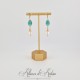 Boucles d'oreilles  Strass et Perles - Vert
