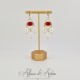 Boucles d'oreilles  Strass et Perles Gouttes - Rouge