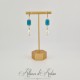Boucles d'oreilles  Strass carré et Perles Gouttes -Bleu