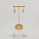 Boucles d'oreilles  Strass carré et Perles Gouttes -Mauve