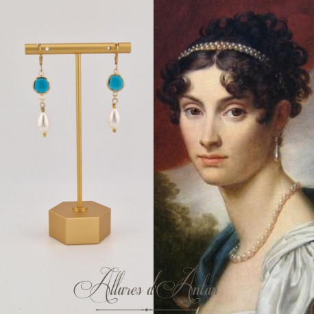 Boucles d'oreilles  Strass- Bleu