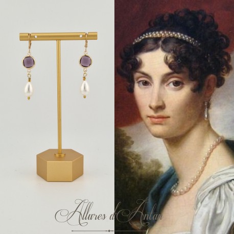 Boucles d'oreilles  Strass- Violet