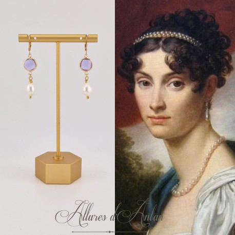 Boucles d'oreilles  Strass- Mauve