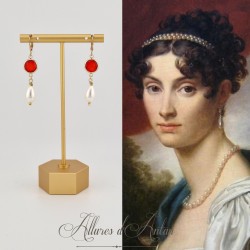 Boucles d'oreilles  Strass- Rouge