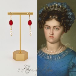 Boucles d'oreilles  Strass- Rouge