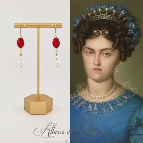 Boucles d'oreilles  Strass- Rouge