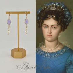 Boucles d'oreilles  Strass- Mauve