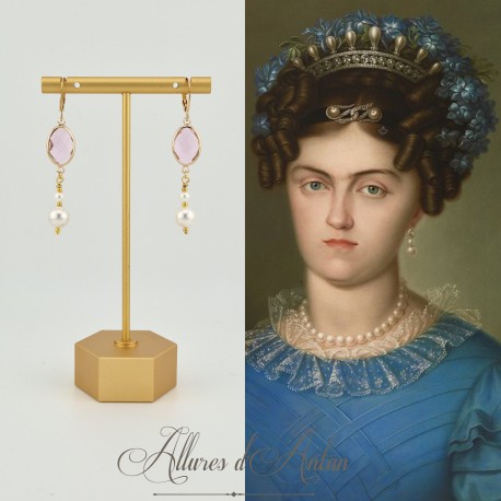 Boucles d'oreilles  Strass- Rose