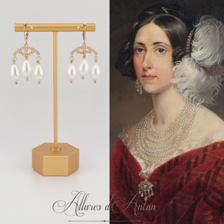 Boucles d'oreilles  Strass et Perles Gouttes