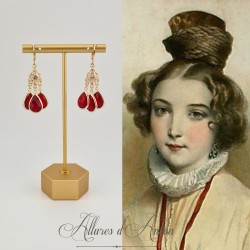 Boucles d'oreilles Strass - Rouge