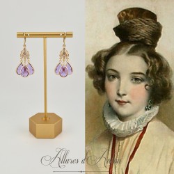 Boucles d'oreilles Strass - Mauve