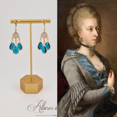 Boucles d'oreilles Strass - Bleu