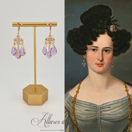 Boucles d'oreilles Strass - Mauve