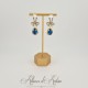 Boucles d'oreilles XVIIIe Noeud Doré - strass Bleu