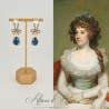 Boucles d'oreilles XVIIIe Noeud Doré - strass Bleu