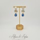 Boucles d'oreilles XVIIIe Noeud Doré - strass Bleu