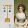 Boucles d'oreilles XVIIIe Noeud Doré - strass Bleu