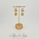 Boucles d'oreilles XVIIIe Noeud Doré - strass Jaune