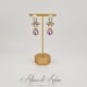 Boucles d'oreilles XVIIIe Noeud Doré - strass Mauve