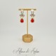 Boucles d'oreilles XVIIIe Noeud Doré - strass Rouge