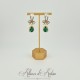 Boucles d'oreilles XVIIIe Noeud Doré - strass Vert