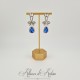 Boucles d'oreilles XVIIIe Noeud Argenté - strass Bleu