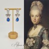 Boucles d'oreilles XVIIIe Noeud Argenté - strass Bleu