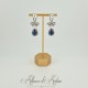 Boucles d'oreilles XVIIIe Noeud Argenté - strass Bleu