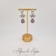 Boucles d'oreilles XVIIIe Noeud Argenté - strass Gris