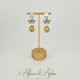 Boucles d'oreilles XVIIIe Noeud Argenté - strass Jaune