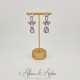 Boucles d'oreilles XVIIIe Noeud Argenté - strass Mauve