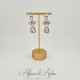 Boucles d'oreilles XVIIIe Noeud Argenté - strass Rose
