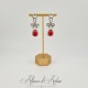 Boucles d'oreilles XVIIIe Noeud Argenté - strass Rouge