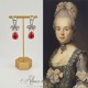 Boucles d'oreilles XVIIIe Noeud Argenté - strass Rouge