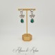 Boucles d'oreilles XVIIIe Noeud Argenté - strass Vert
