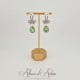 Boucles d'oreilles XVIIIe Noeud Argenté - strass Vert Clair