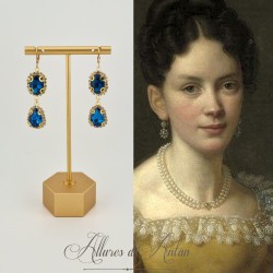 Boucles d'oreilles Strass Doré - Bleu