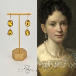 Boucles d'oreilles Strass Doré - Jaune