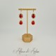 Boucles d'oreilles Strass Doré - Rouge