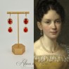Boucles d'oreilles Strass Doré - Rouge