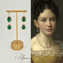 Boucles d'oreilles Strass Doré - Vert