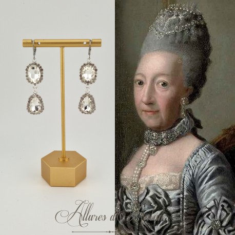 Boucles d'oreilles Strass Argenté - Blanc